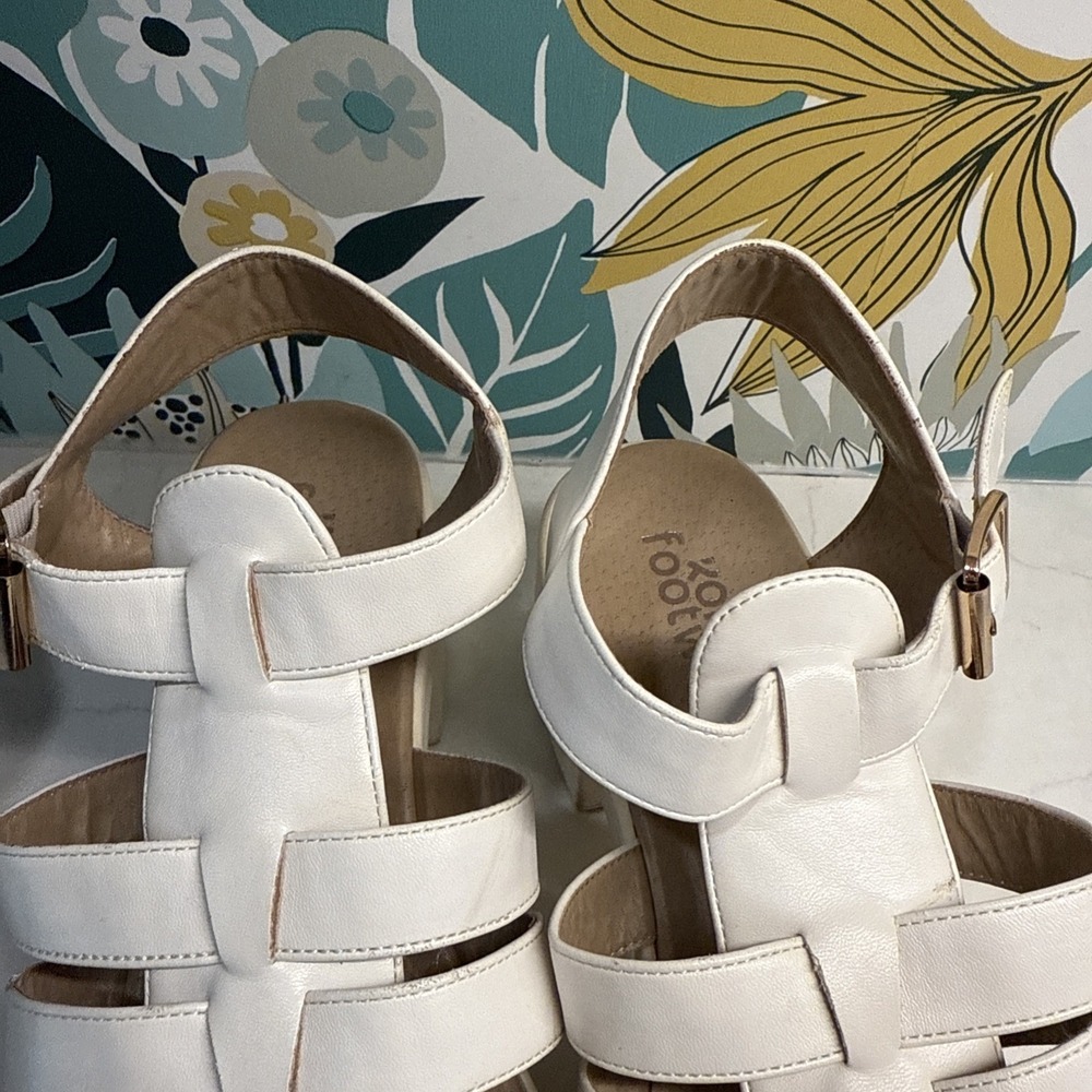Koi Footwear White Strappy Chunky Heel Platform Sandal Size 8 - Picture 4 of 10